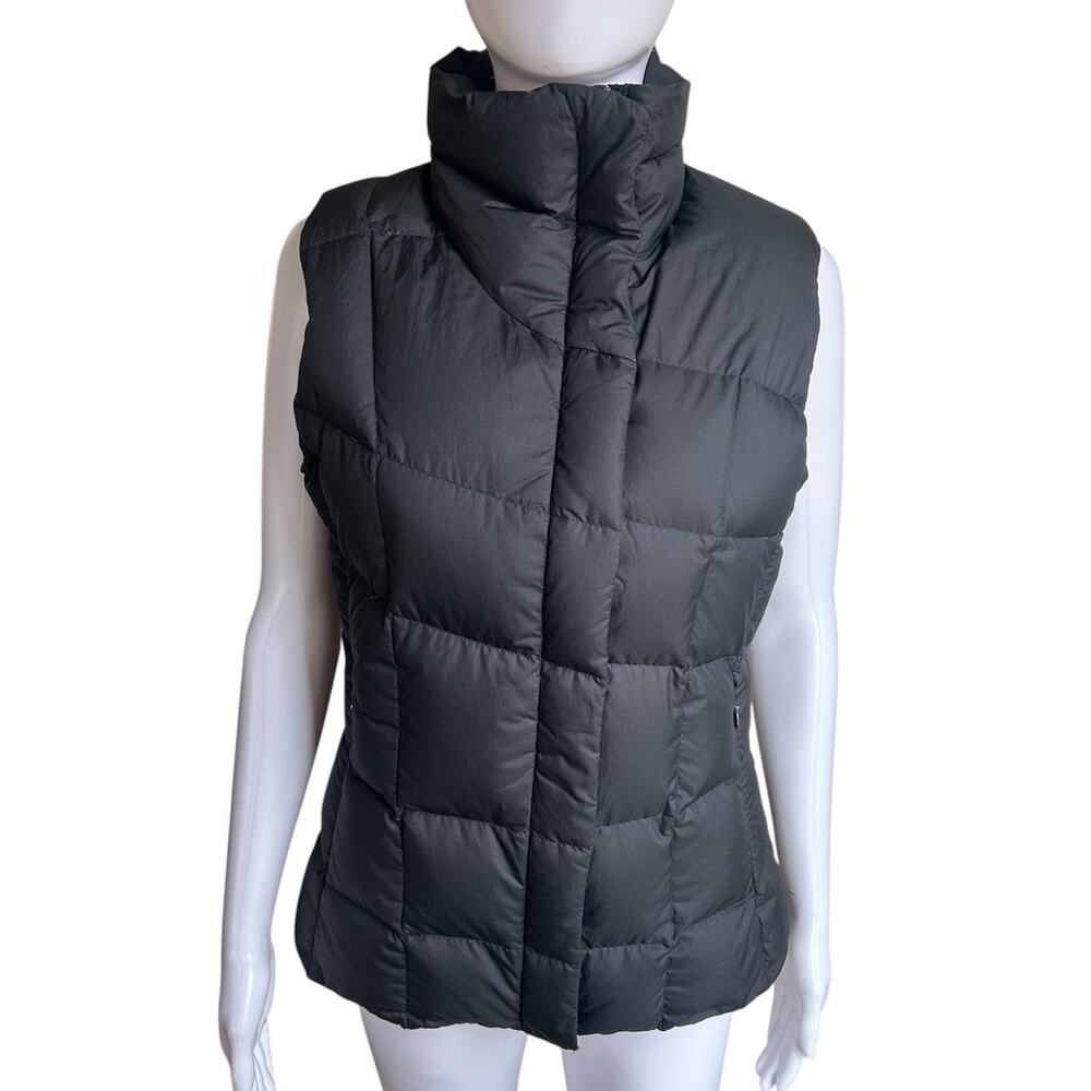 Nau Womens Down Puffer Vest XS Insulated Quilted Zip Snap Pockets Black